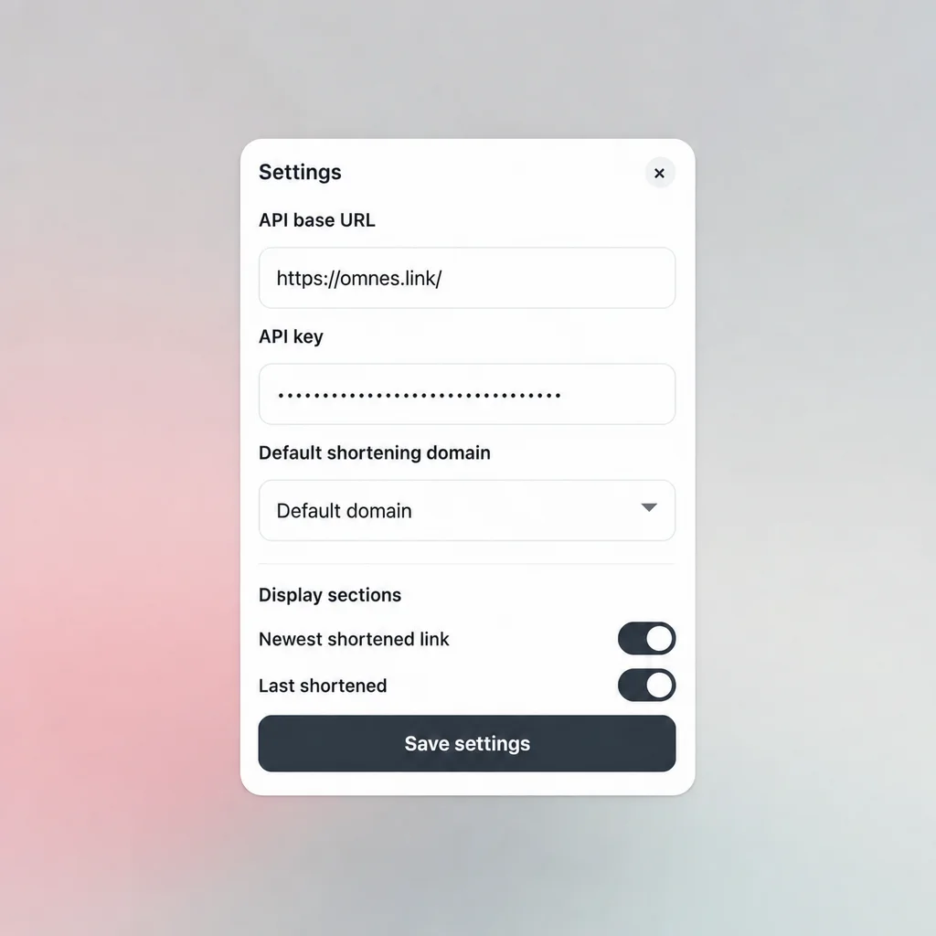 Screenshot of the chrome extension settings section
