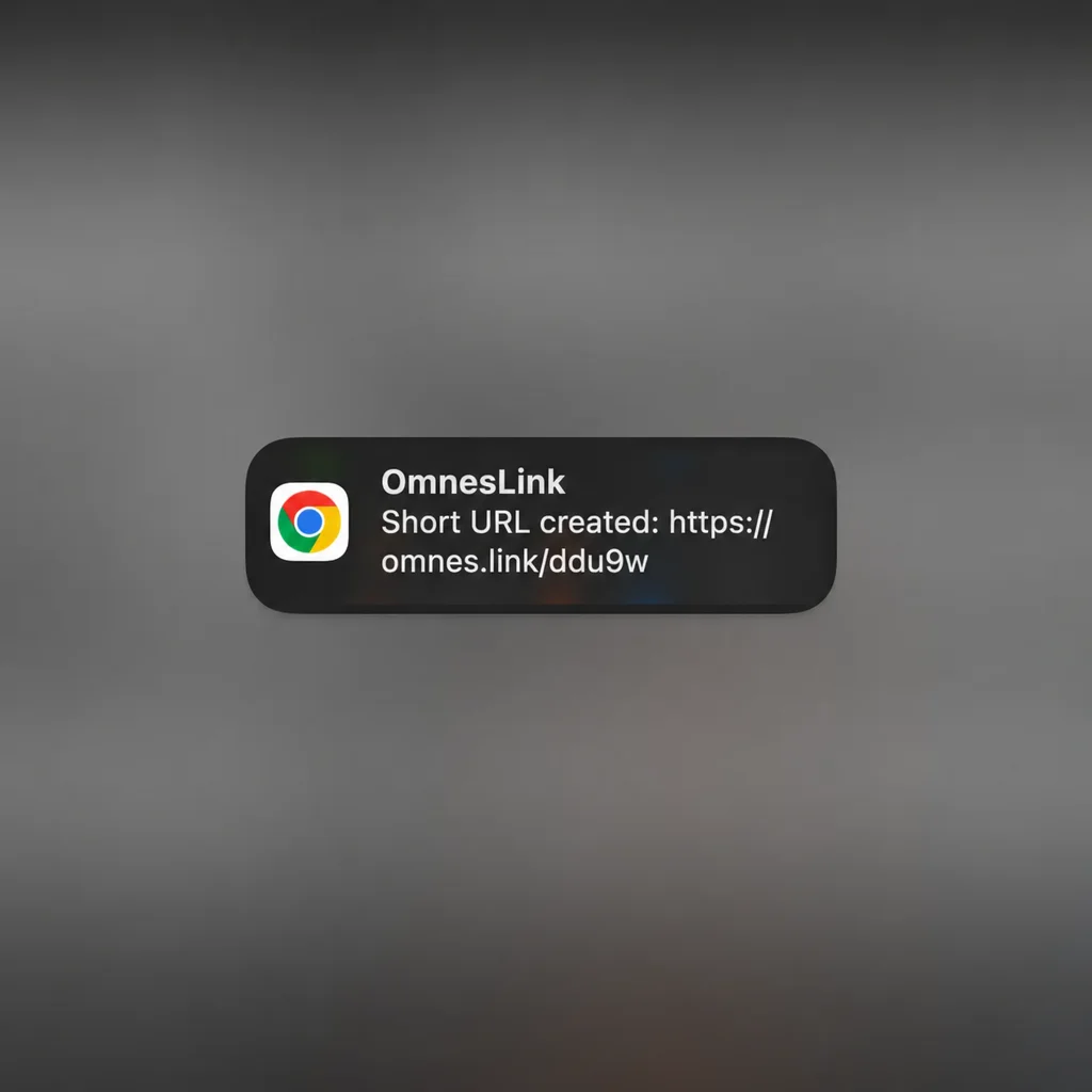 Screenshot of the chrome extension web push notification from a shortcut shortening